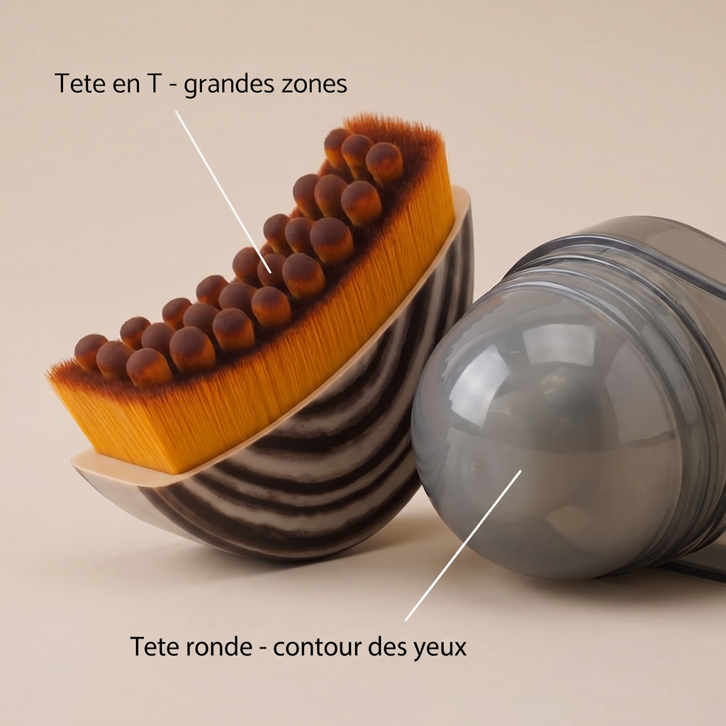 Gros plan sur les deux tetes du masseur Lynfa annotees